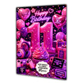 11th Birthday Card Gamer Girl Granddaughter Daughter Large A5 Size
