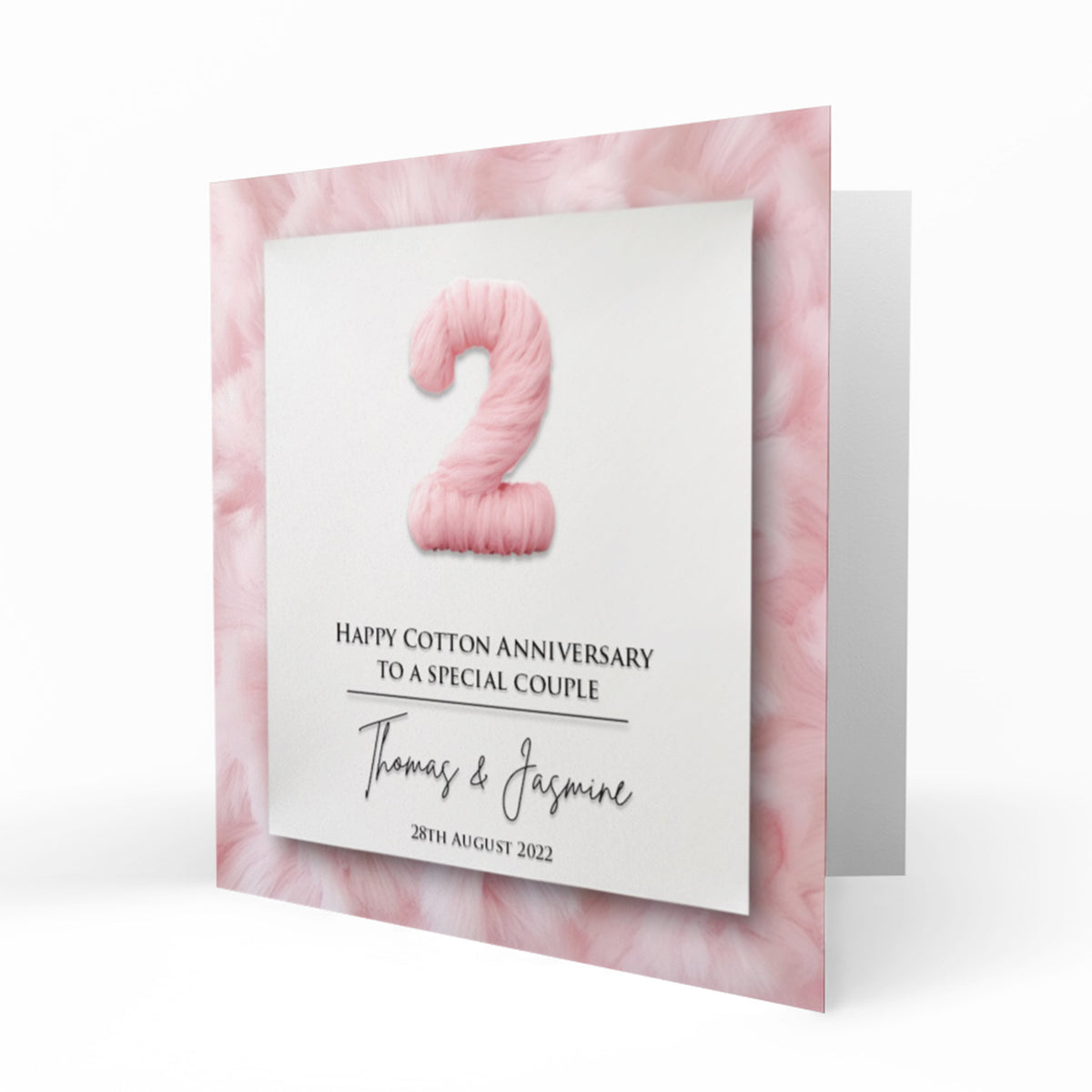 Personalised Cotton Anniversary - Pink Number 2 Card