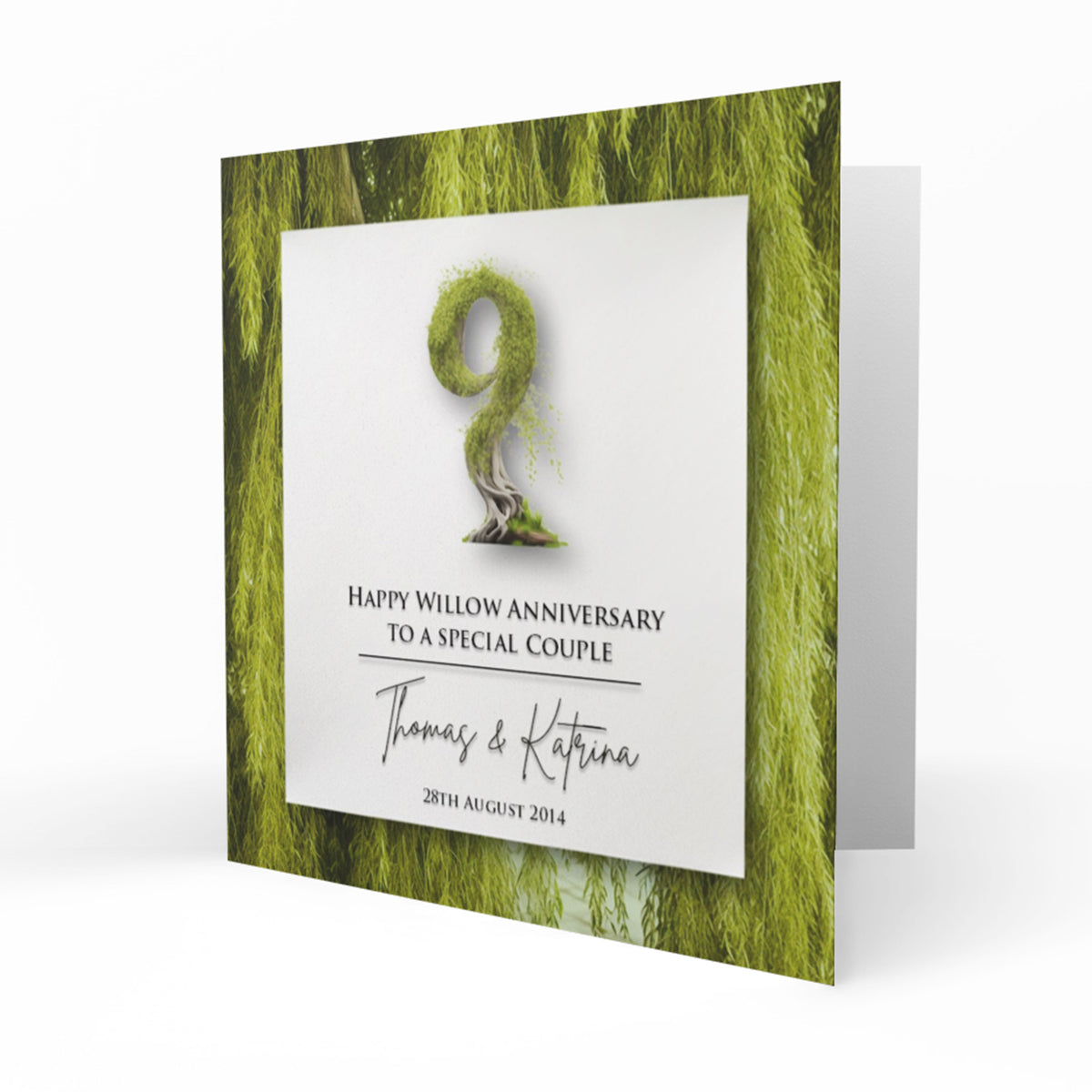 Personalised Willow Anniversary - Number 9 Card