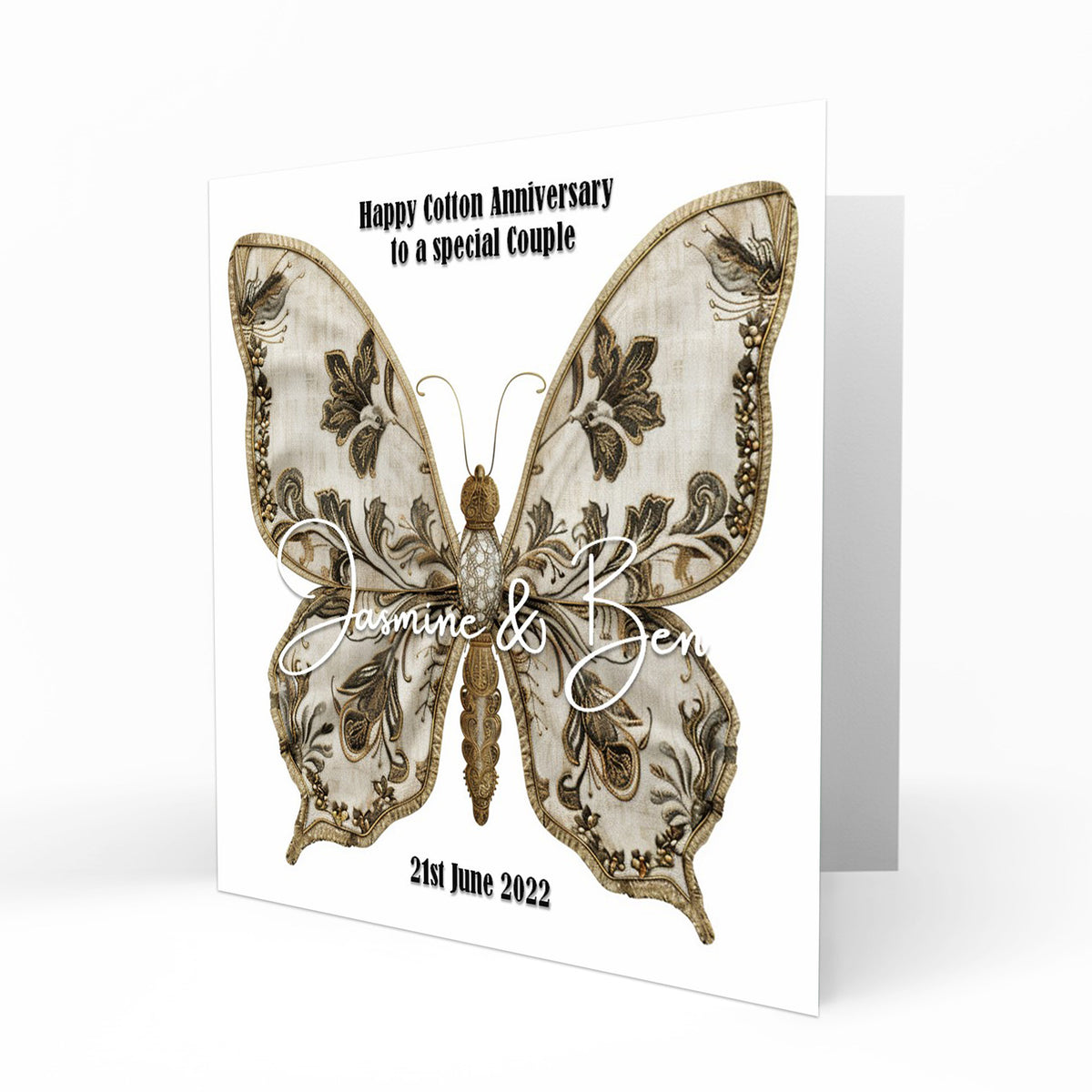 Personalised Cotton Anniversary - Butterfly Card