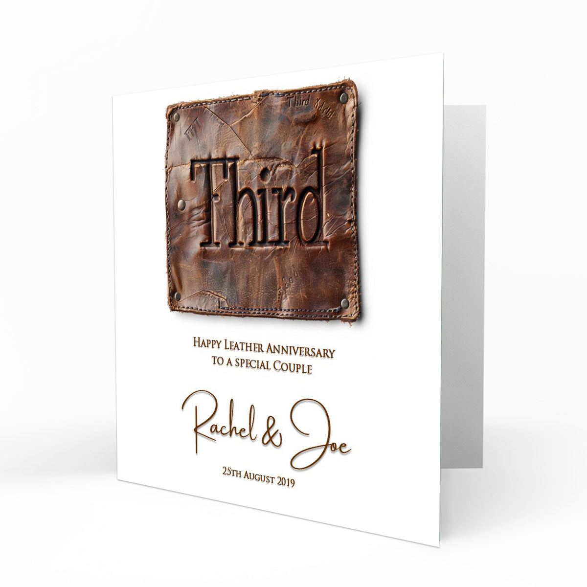 Personalised Leather Anniversary - Third Anniversary Patch Card