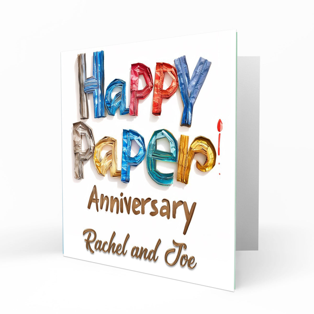 Personalised Paper Anniversary - Colourful Lettering Card