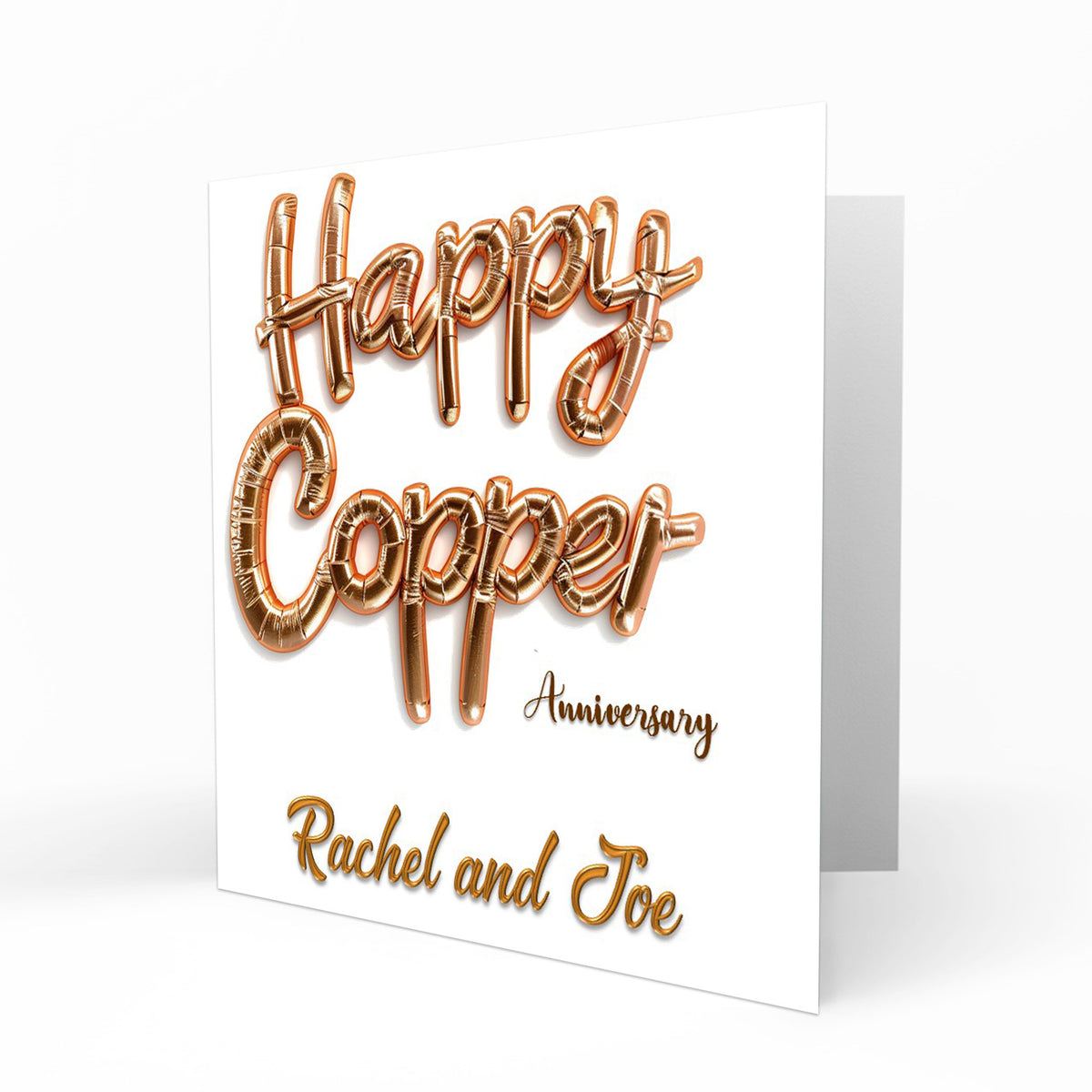 Personalised Copper Anniversary - Metallic Lettering Card