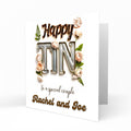Personalised Tin Anniversary - Floral Lettering Card