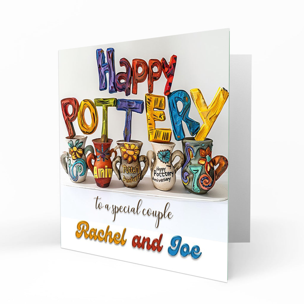 Personalised Wedding Anniversary Card, Pottery, 9th, Ninth  For Husband, Wife or Special Couple