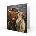 Personalised Wedding Anniversary Card, For Husband, Wife or Special Couple Highland Cow