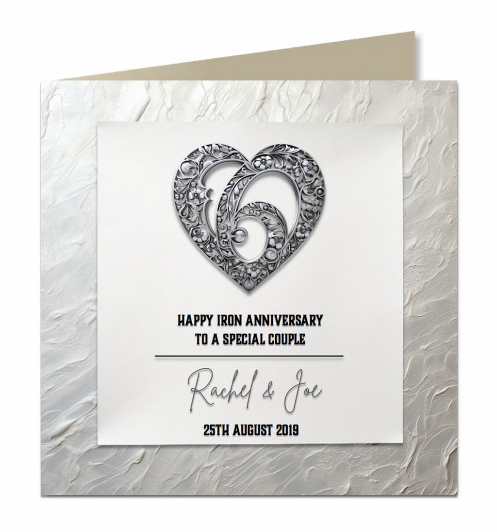 Personalised Iron Anniversary - Number 6 Card