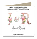 Personalised Anniversary - Pink Floral Initials Card