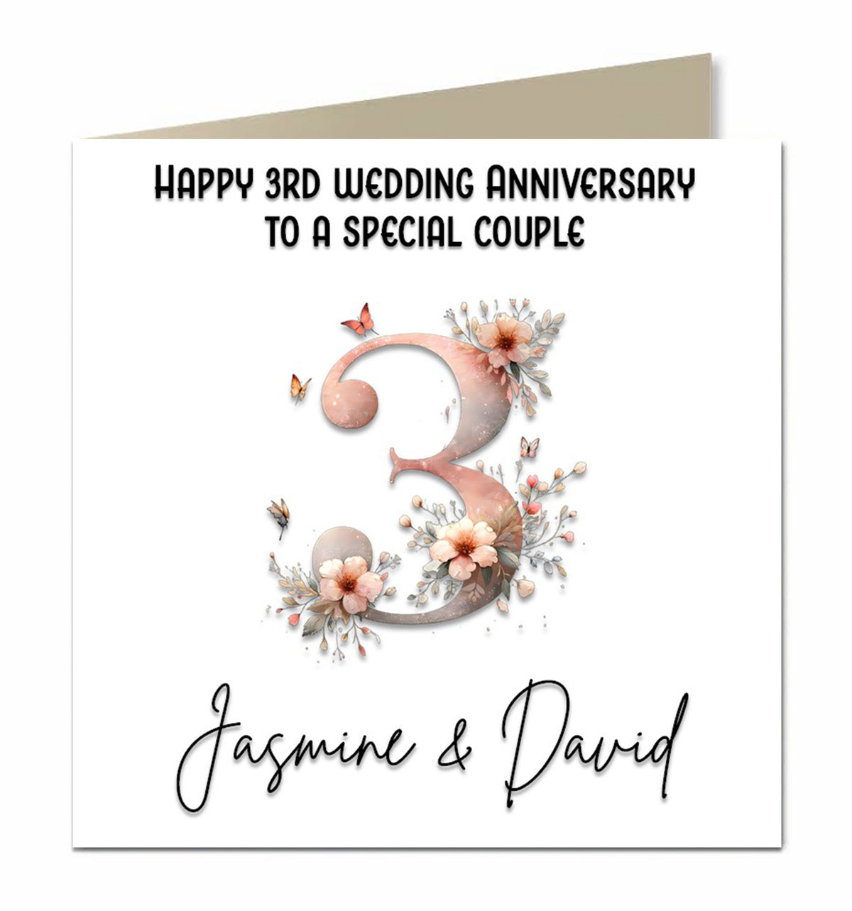 3rd Wedding Anniversary Card for a Special Couple, Son, Daughter, Third
