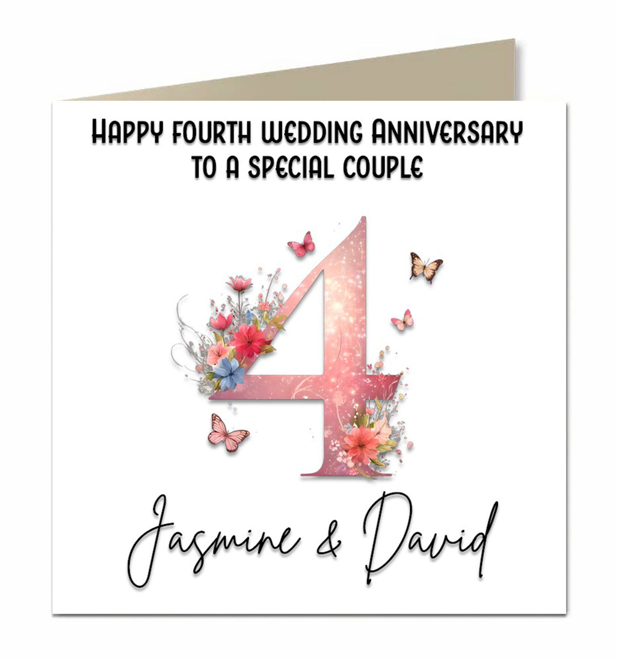 4th Wedding Anniversary Card for a Special Couple, Son, Daughter, Fourth