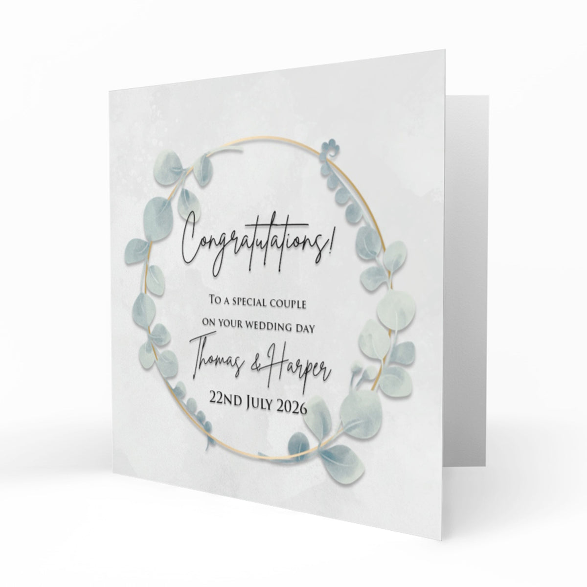 Personalised Wedding Day Card - Eucalyptus Wreath