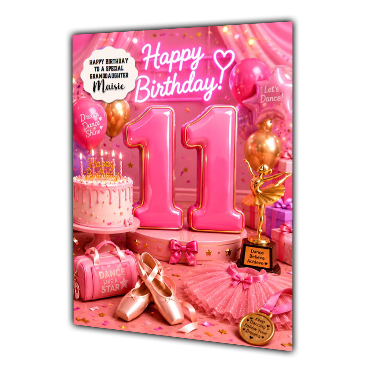 11th Birthday Card For Girls, Daughter, Granddaughter, Niece, Sister, Dancing Ballet Girl,