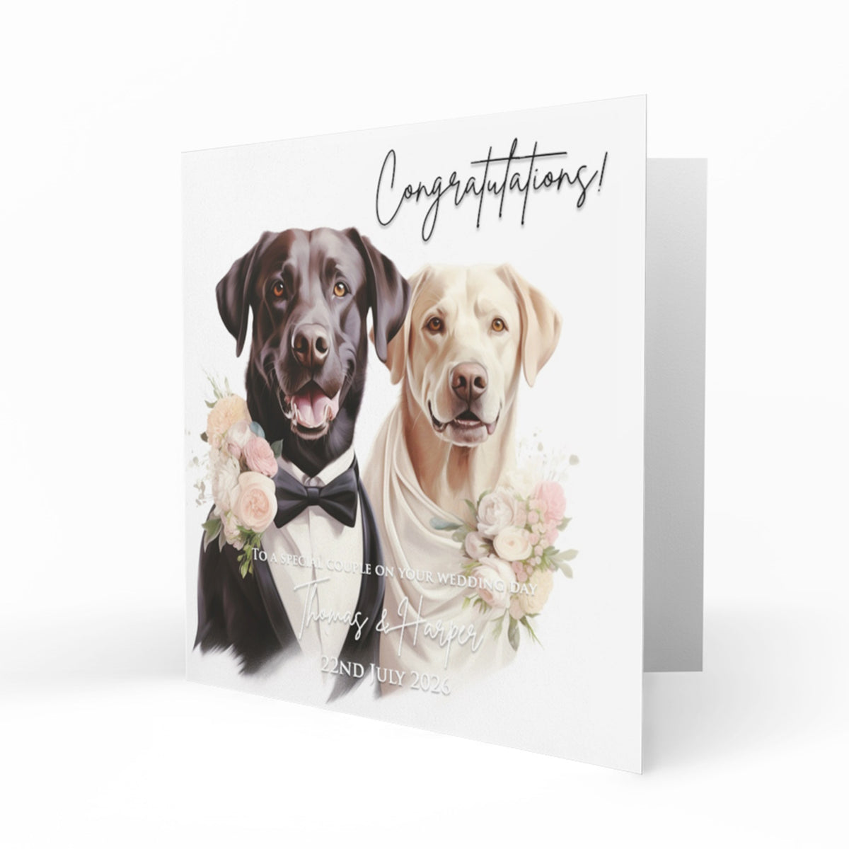 Personalised Wedding Day Card - Labrador Wedding Couple