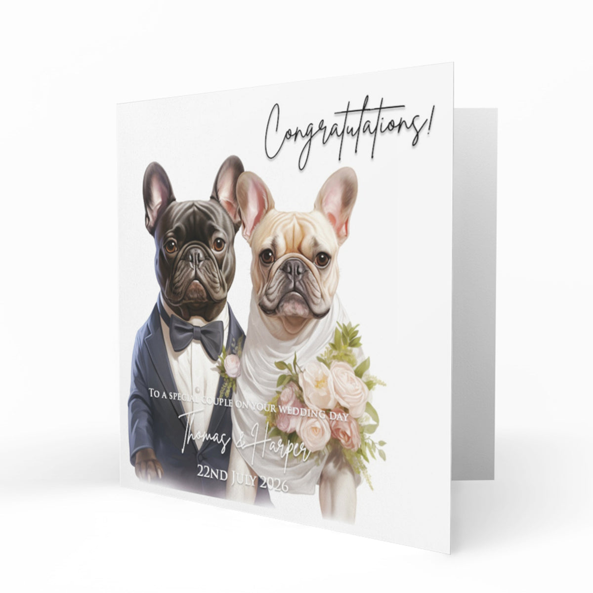 Personalised Wedding Day Card - French Bulldog Wedding Couple