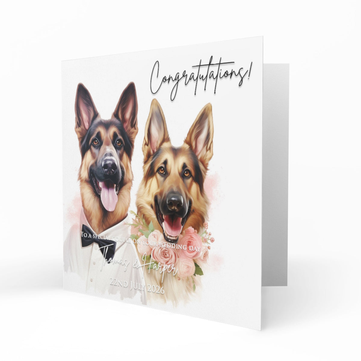 Personalised Wedding Day Card - German Shepherd Wedding Couple