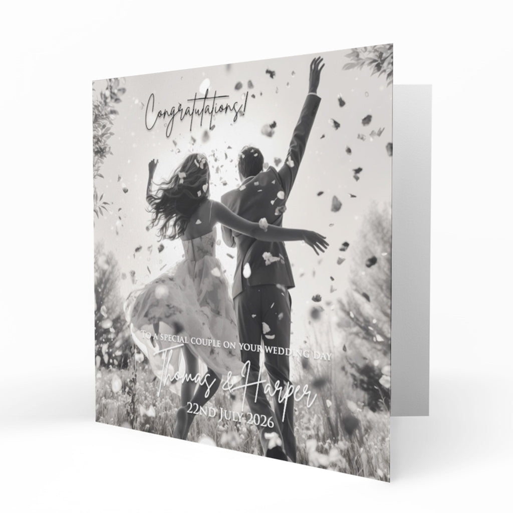 Personalised Wedding Day Card - Newlyweds with Confetti