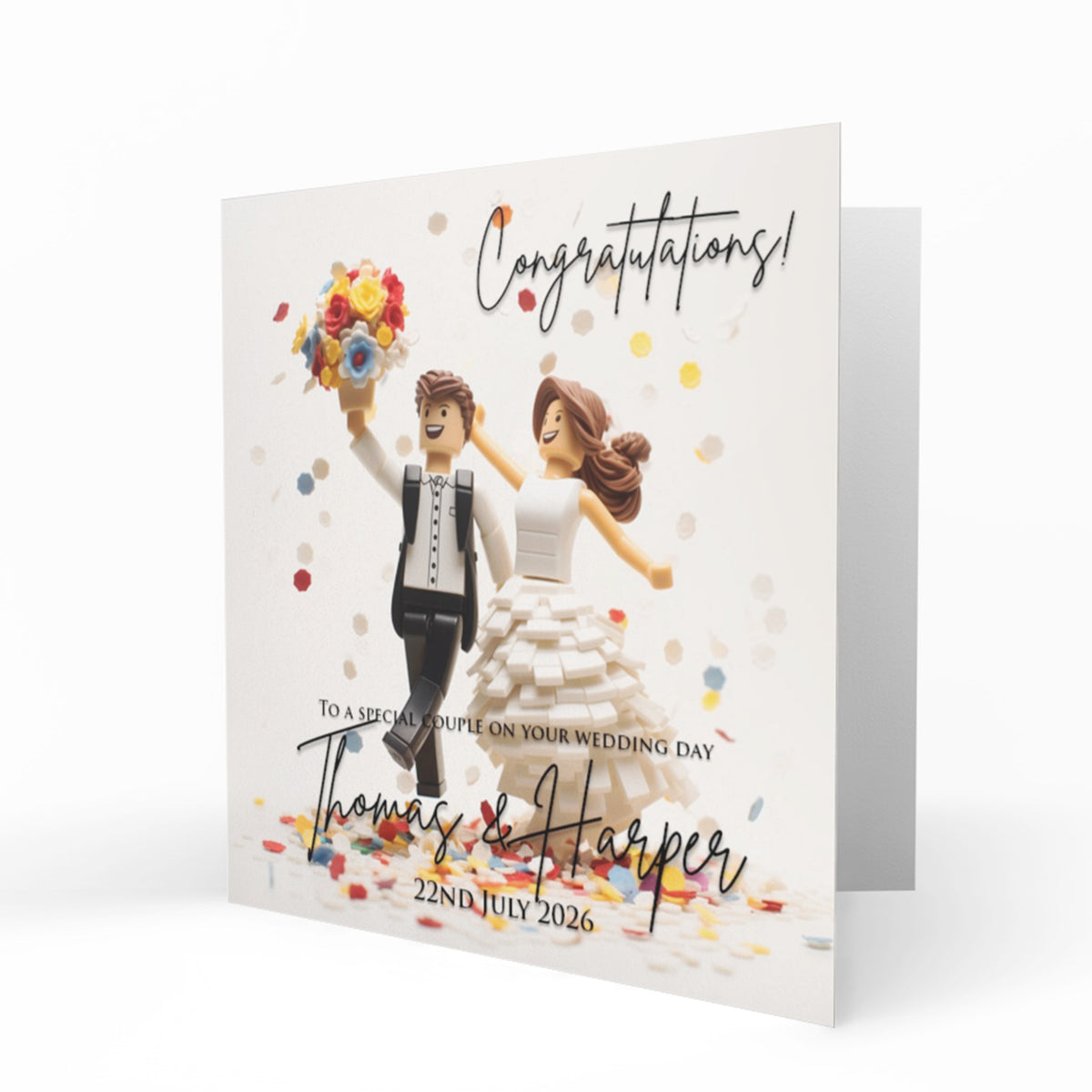 Personalised Wedding Day Card - Toy Brick Bride and Groom
