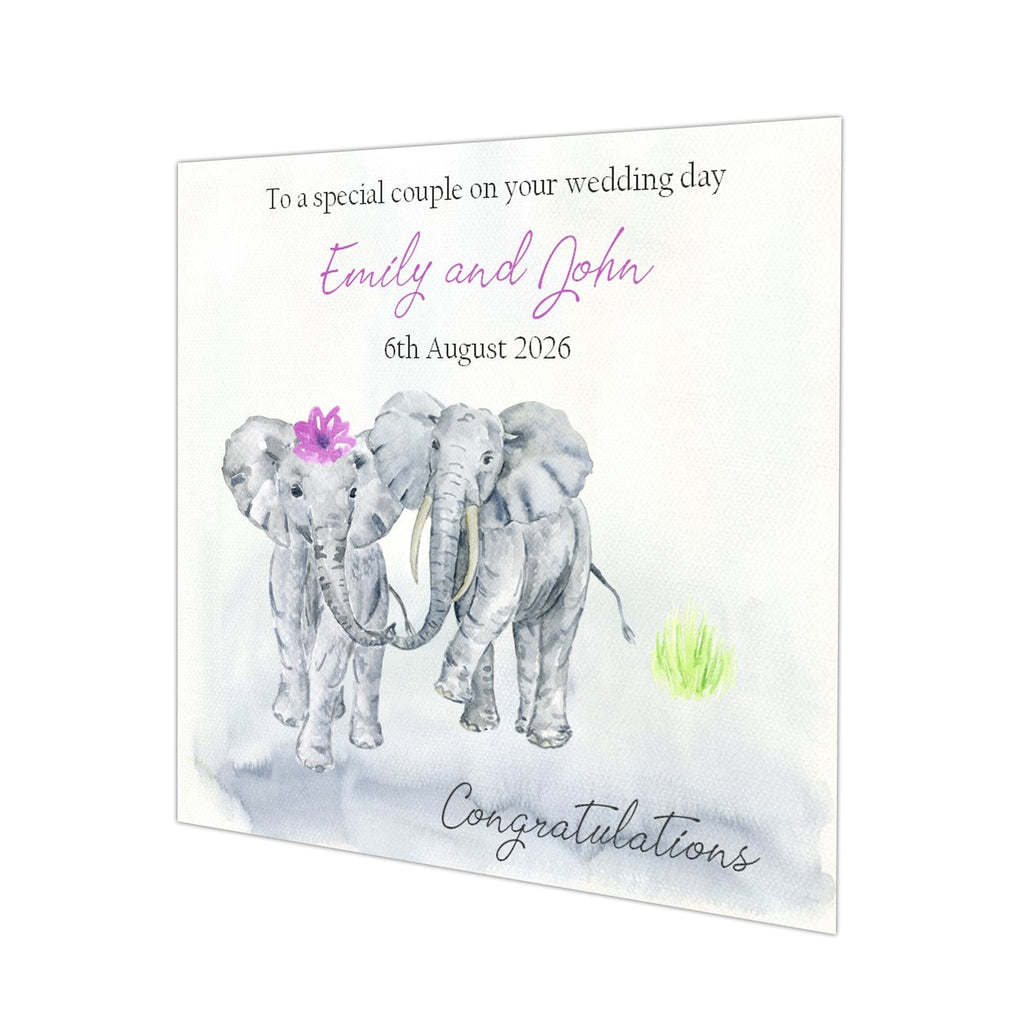 Personalised Wedding Day Card - Elephant Wedding Couple