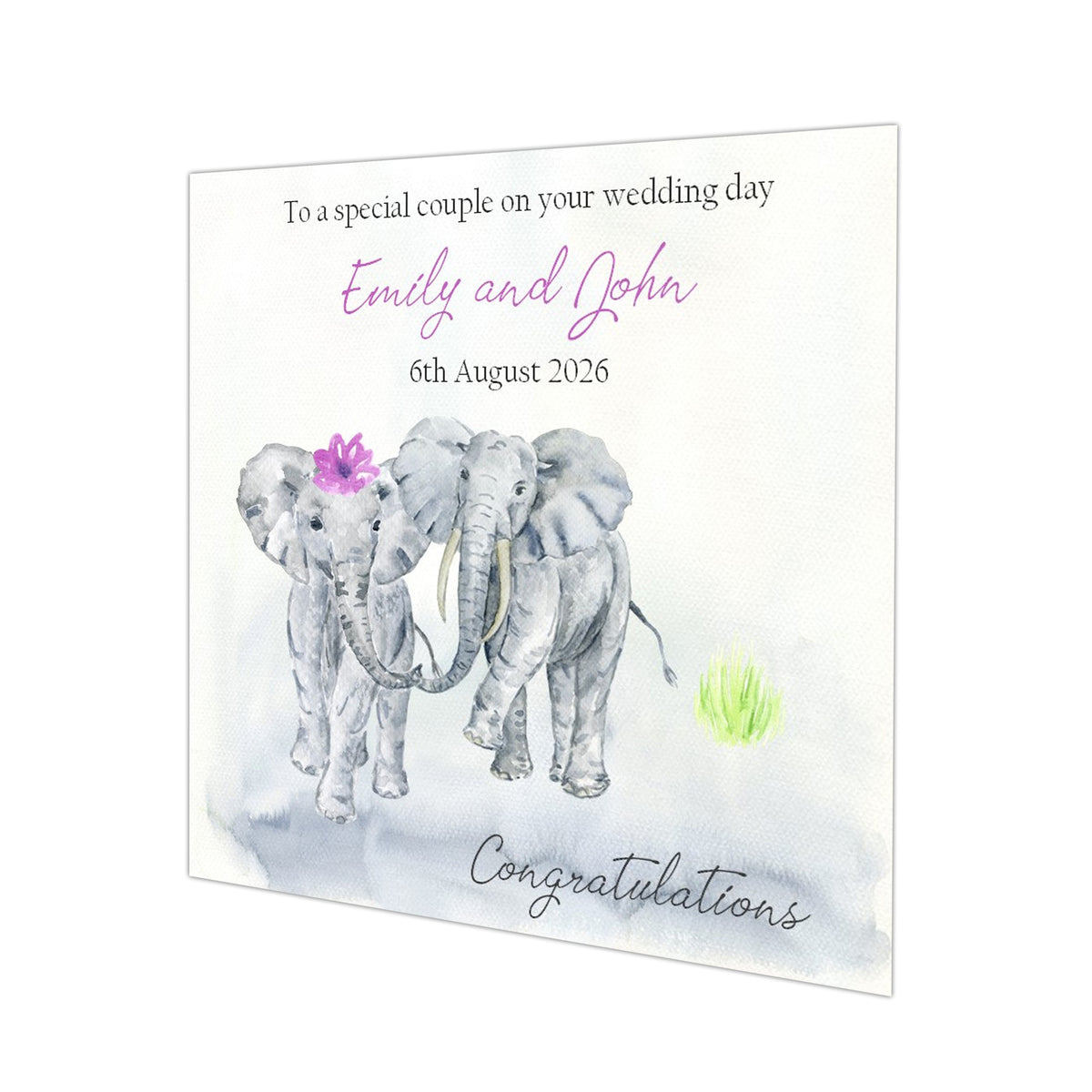 Personalised Wedding Day Card - Elephant Wedding Couple