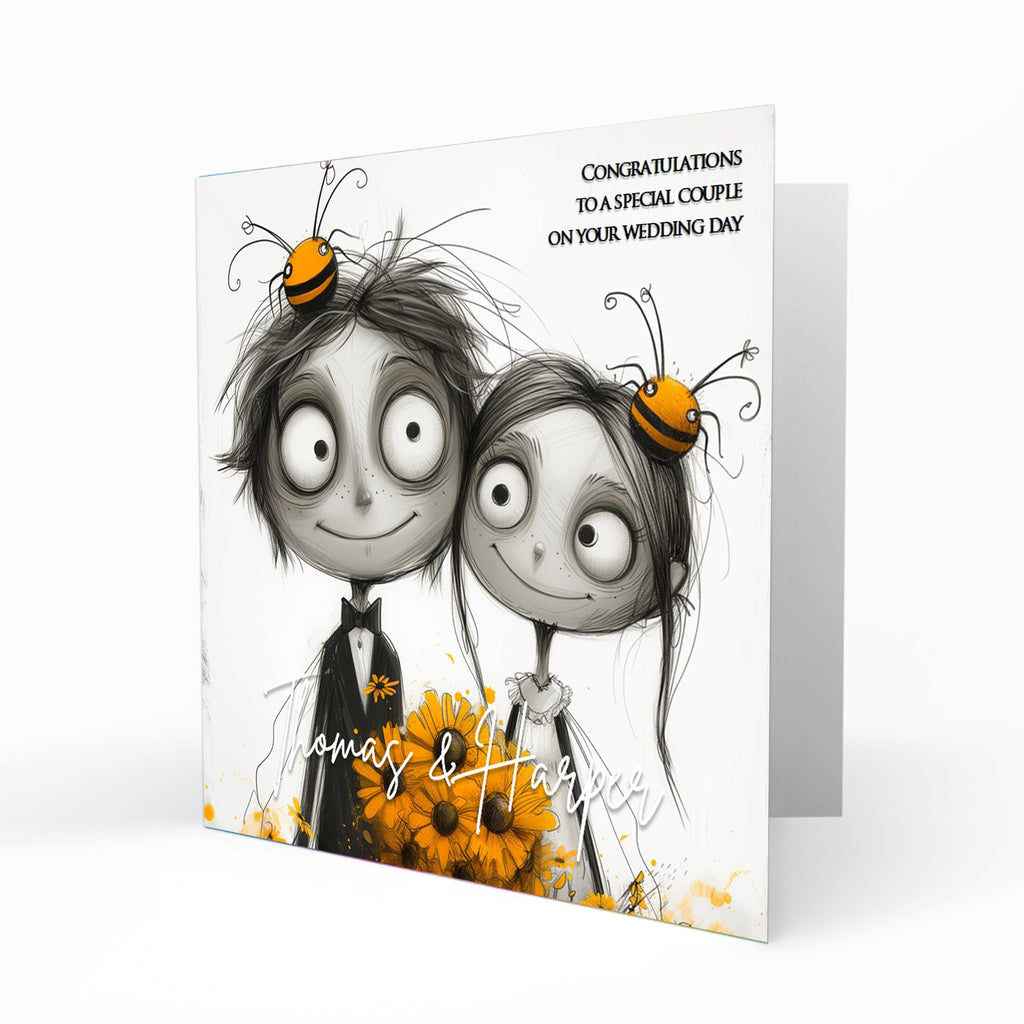 Personalised Wedding Day Card, Congratulations, Rock, Goth, Alternative Bride & Groom