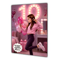 10th Birthday Card Posing Girl, Granddaughter, Daughter, Large A5 Size