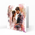 Personalised Wedding Day Card, Congratulations, Dusky Pink Abstract Modern Bride & Groom