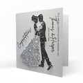 Personalised Wedding Day Card, Congratulations, Modern Abstract Bride & Groom