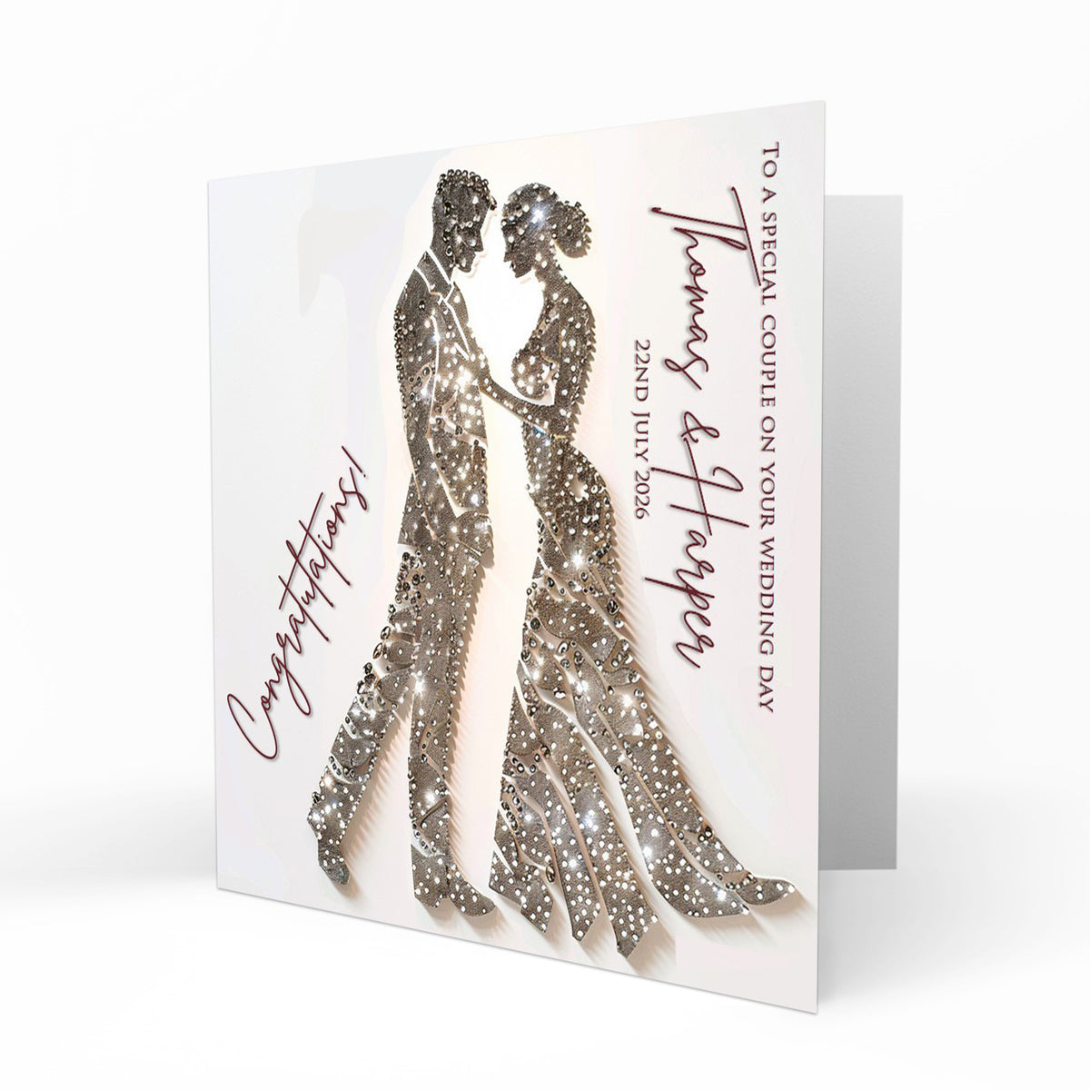 Personalised Wedding Day Card, Congratulations, Modern Abstract Bride & Groom