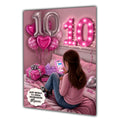 10th Birthday Card Texting Girl, Granddaughter, Daughter, Large A5 Size