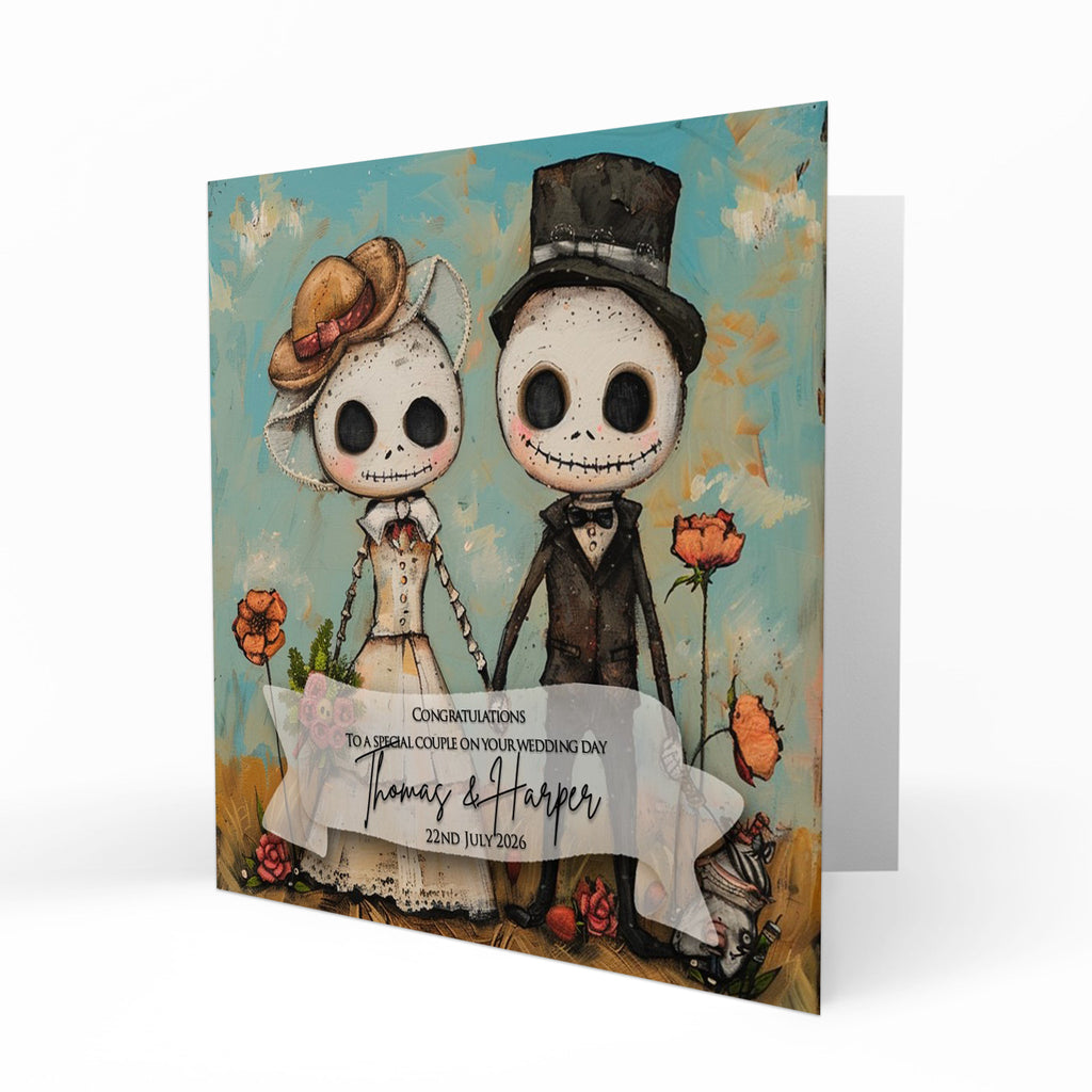 Personalised Wedding Day Card, Congratulations, Rock, Goth, Alternative Bride & Groom