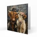 Personalised Wedding Day Card, Congratulations, Mr & Mrs Highland Cow
