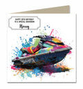 Personalised 20th Birthday Card - Colourful Jet Ski