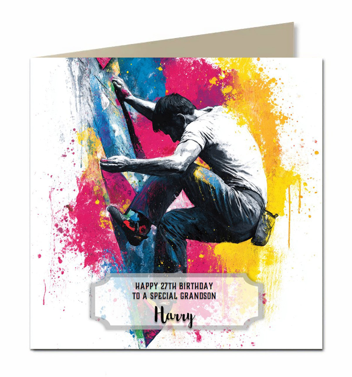 Birthday Card for Boys, Rock Climbing, Personalised, Son, Grandson, Dad