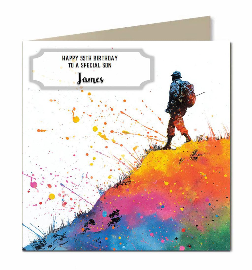 Birthday Card for Men, Hiking, Rambling, Personalised, Son, Grandson, Dad