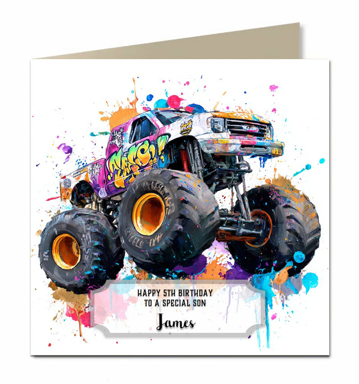 Birthday Card for Boys, Monster Truck , Personalised, Son, Grandson, Nephew