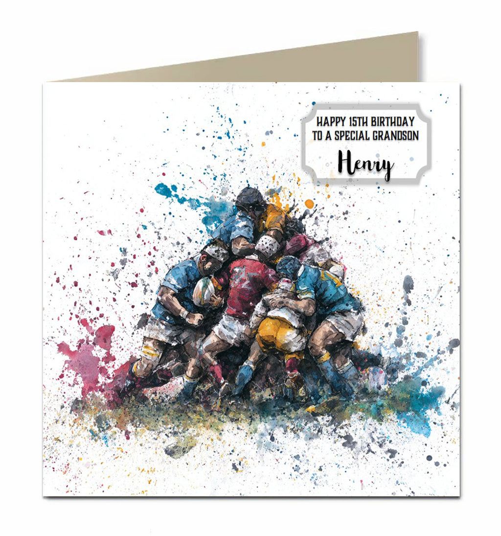Birthday Card for Men, Rugby , Personalised, Son, Grandson, Dad, Grandad