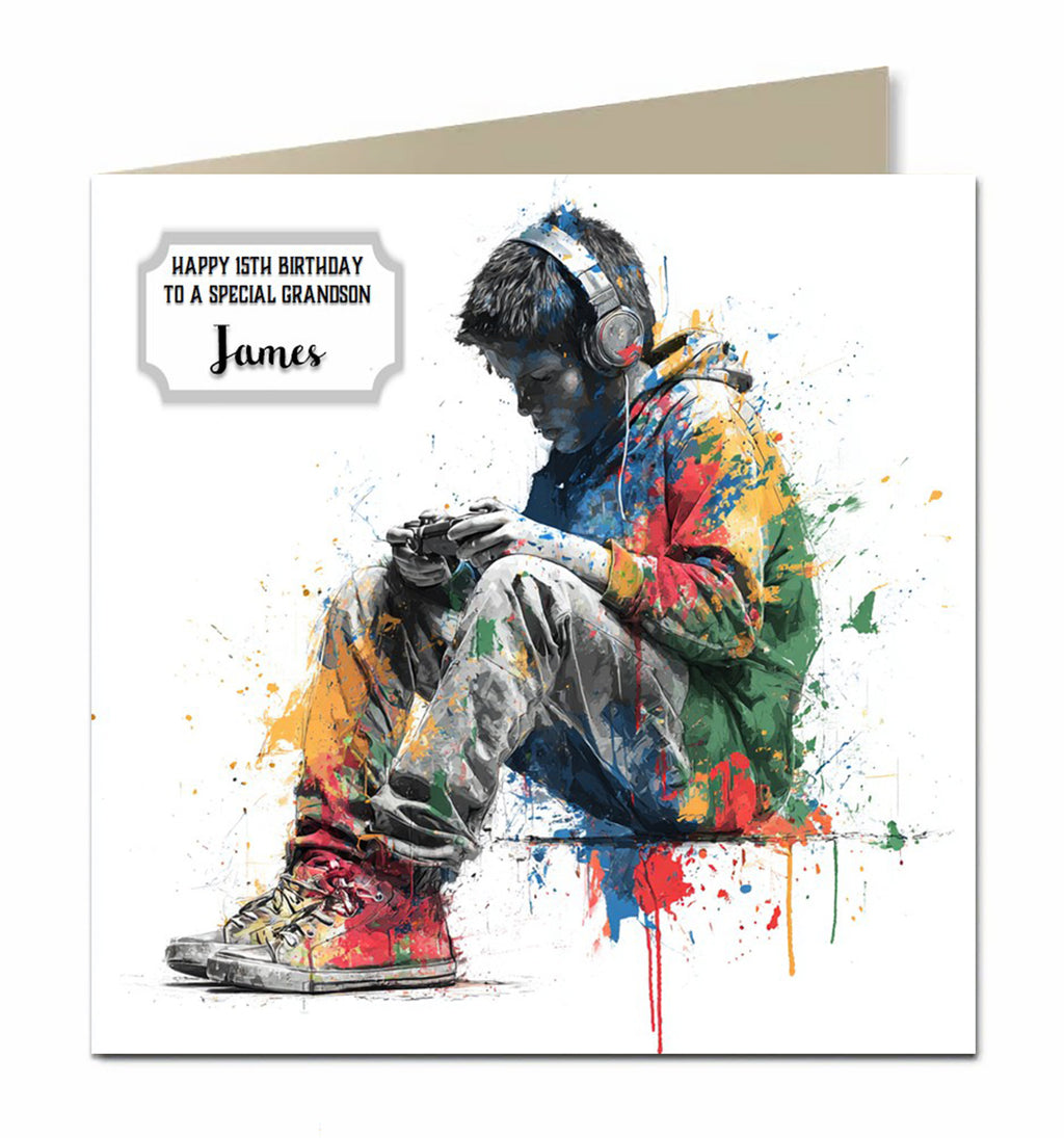 Birthday Card for Boys, Personalised, Men, Son, Grandson, Brother, Nephew, Gamer