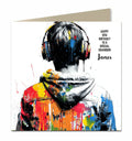 Headphones Birthday Card, Boys, Personalised, Son, Grandson, Nephew, Music
