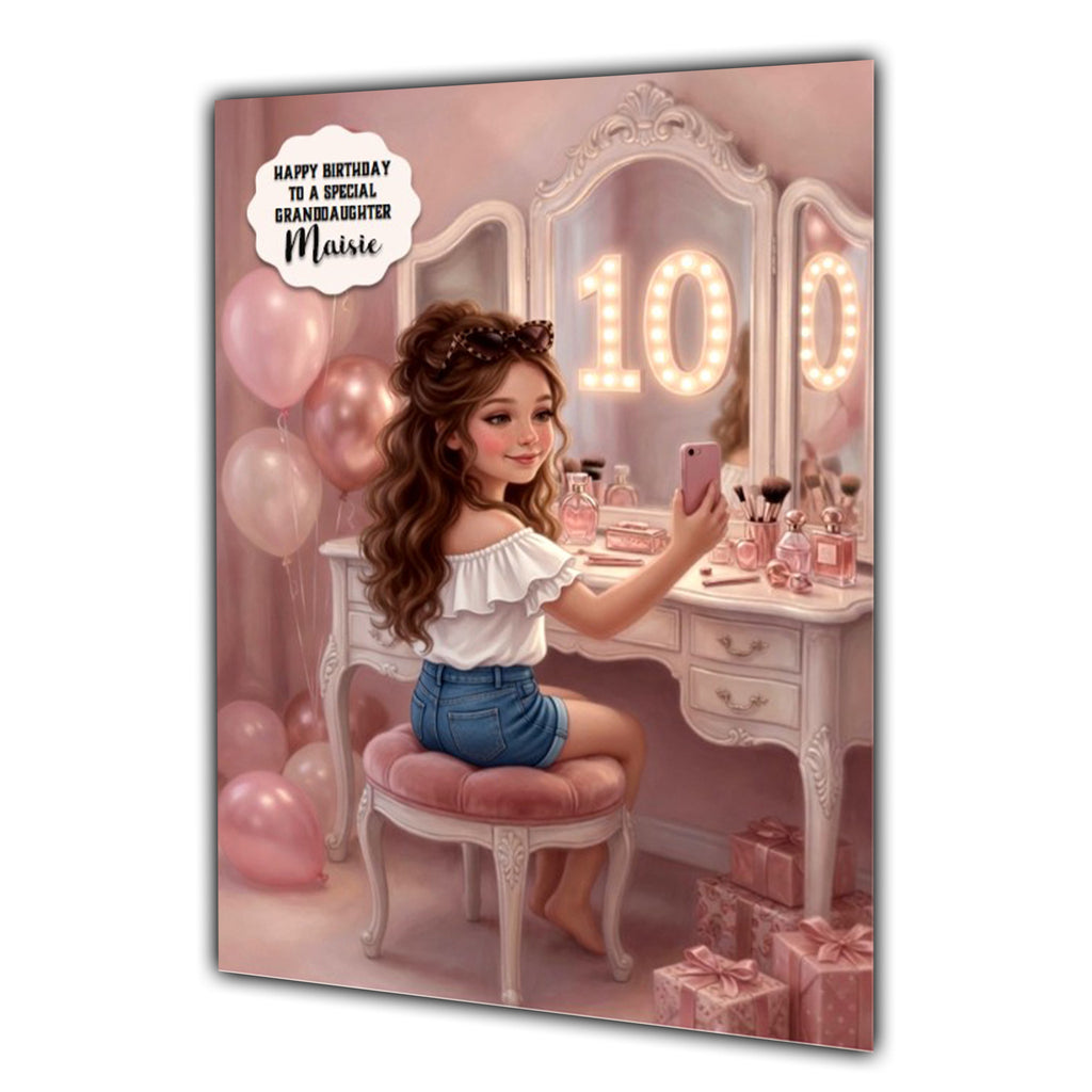 10th Birthday Card Jeans Girl, Granddaughter, Daughter, Large A5 Size