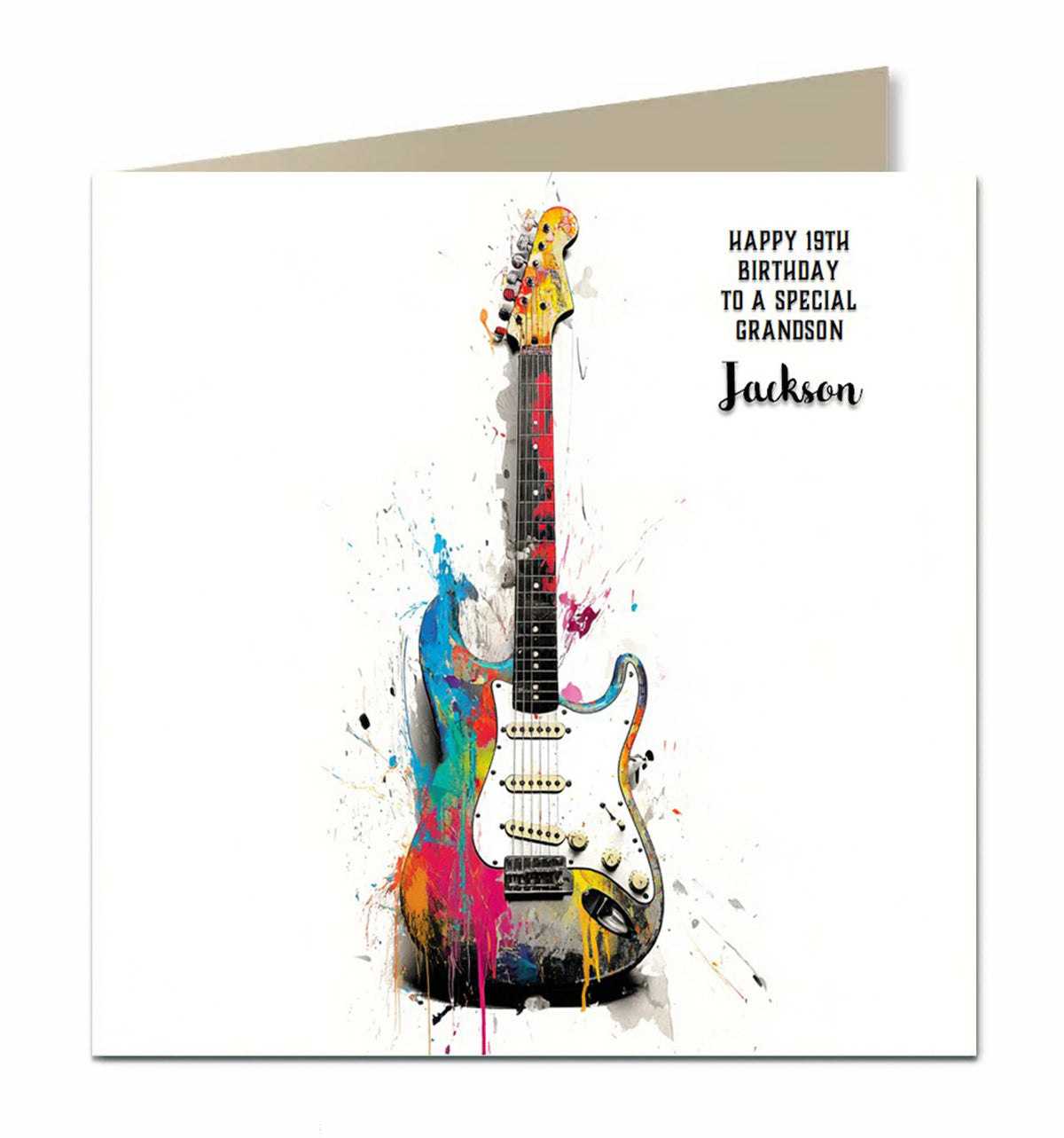 Birthday Card, Boys, Personalised, Son, Grandson, Nephew, Guitar, Music