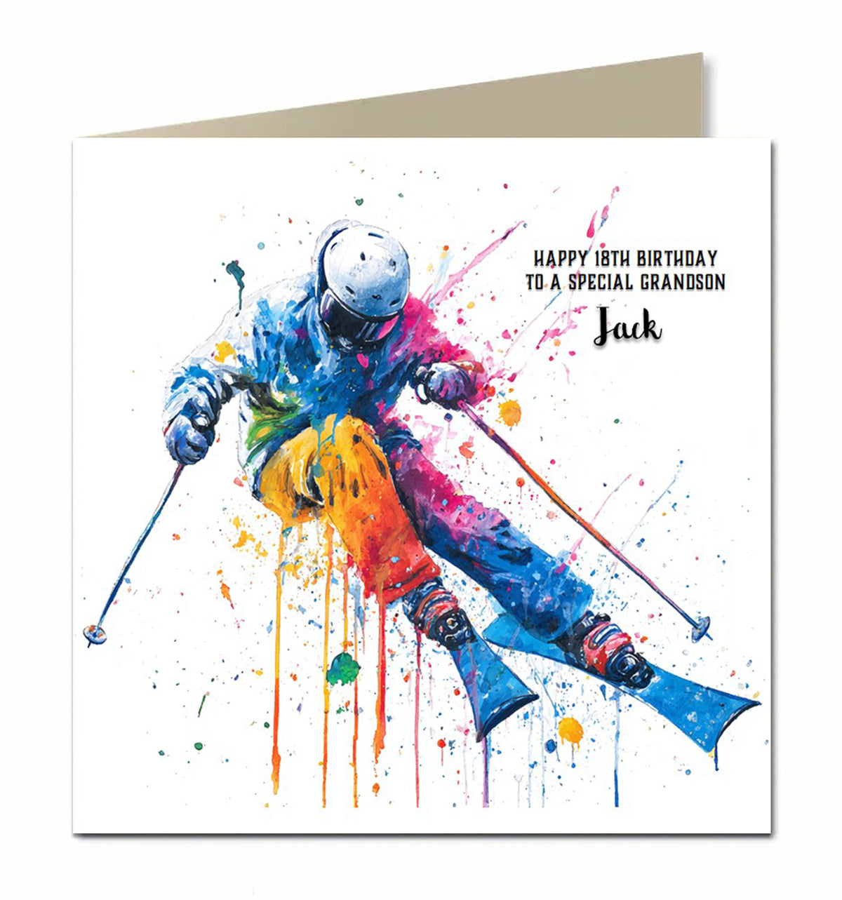Birthday Card, Boys, Personalised, Son, Grandson, Dad, Skiing