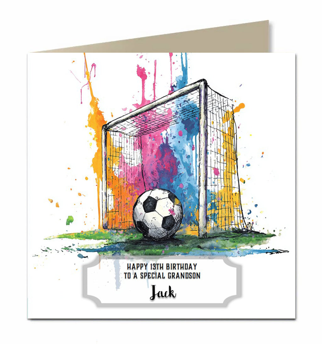 Birthday Card for Boys, Personalised, Men, Son, Grandson, Brother, Football