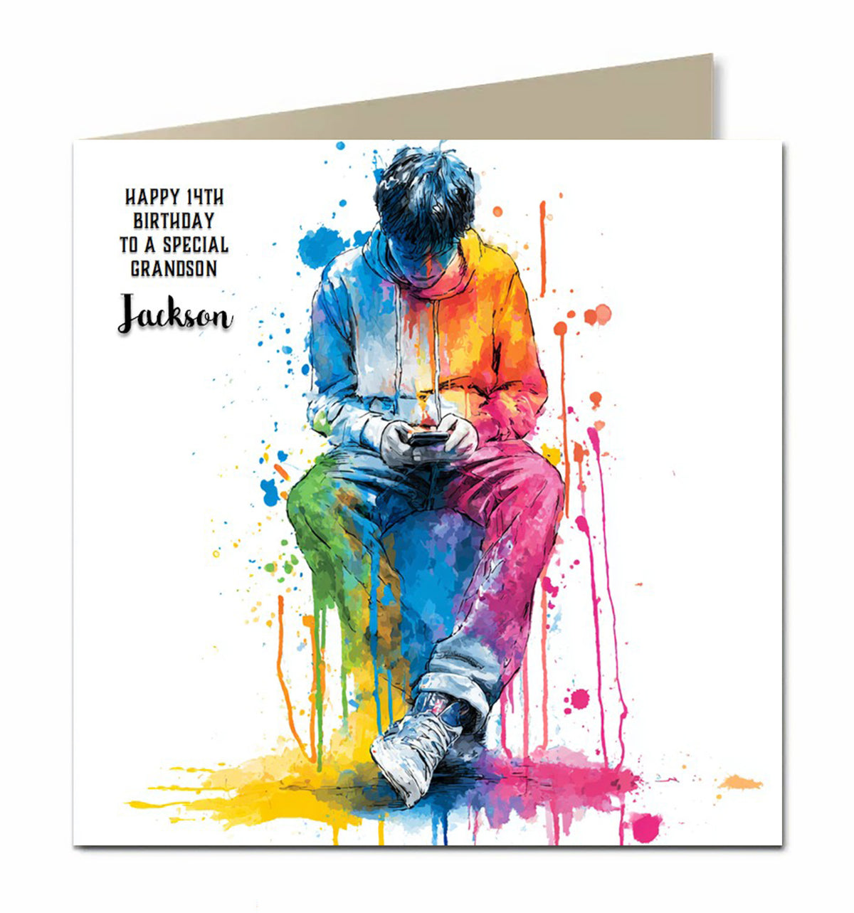 Birthday Card for Boys, Personalised, Men, Son, Grandson, Brother, Mobile Phone