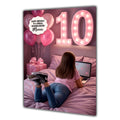 10th Birthday Card Laptop Girl, Granddaughter, Daughter, Large A5 Size