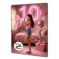 10th Birthday Card Posing Girl, Granddaughter, Daughter, Large A5 Size