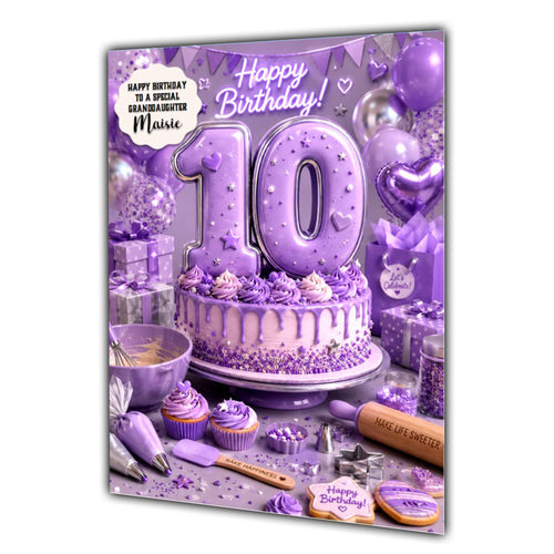 10th Birthday Card Baking Girl Granddaughter Daughter Large A5 Size