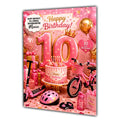 10th Birthday Card Biking Scooter Girl Granddaughter Daughter Large A5 Size