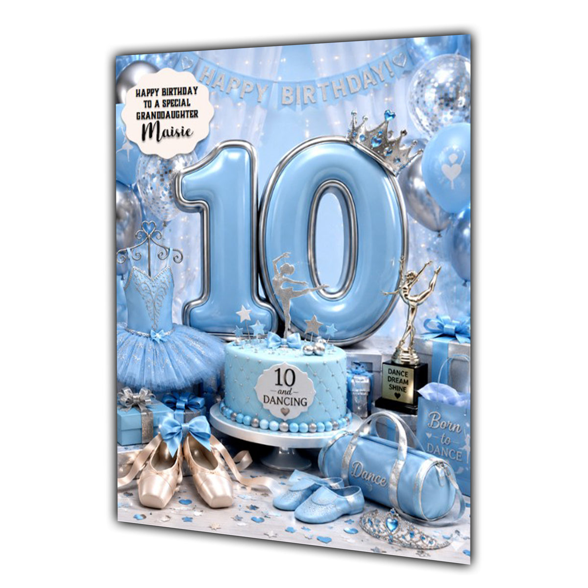10th Birthday Card Ballet Dancing Girl Granddaughter Daughter Large A5 Size