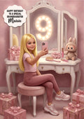 9th Birthday Card Girl, Granddaughter, Daughter Niece Large A5 Size