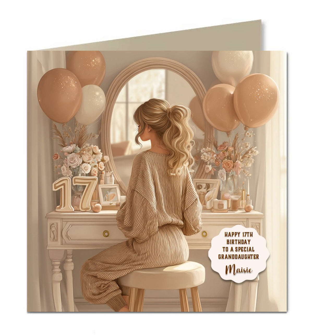 17th Birthday Card For Granddaughter, Daughter, Niece, Chic Blonde Hair
